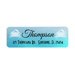 Personalised Blue Crabs Return Address Labels