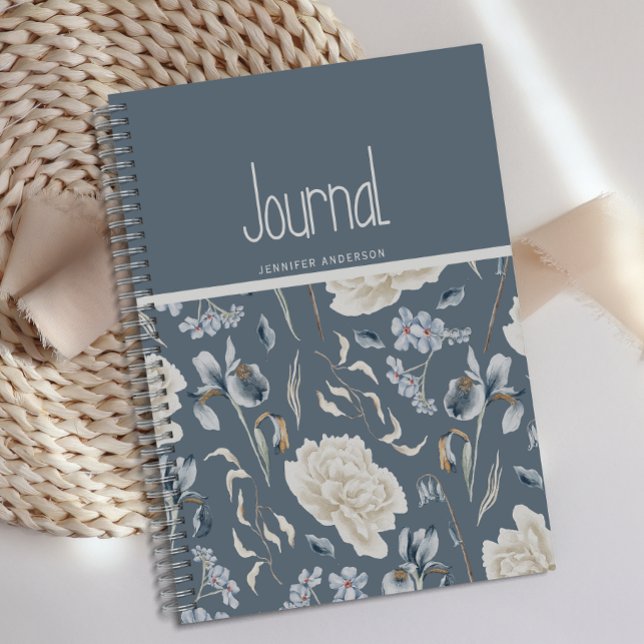 Personalised Blue Cream Floral Journal  (Creator Uploaded)