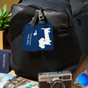 Personalised Blue Dachshund-Themed Luggage Tag