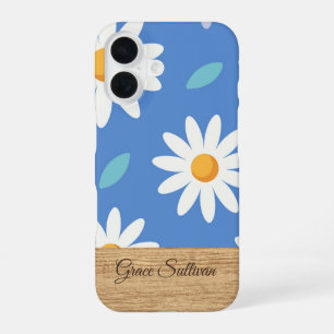 Personalised Blue Daisy Floral iPhone Case