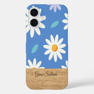 Personalised Blue Daisy Floral iPhone Case