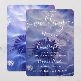 Personalised Blue Dandelion Wedding Invitation