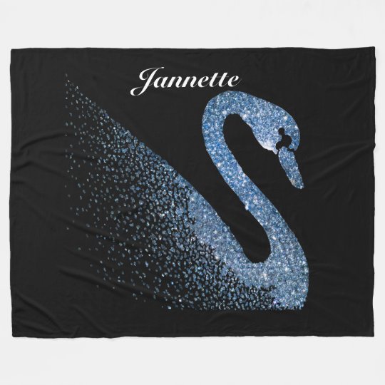 Personalised Blue Diamond Swan Fleece Blanket