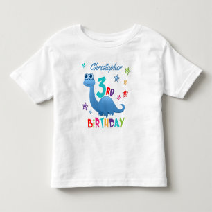 Personalised Blue Dinosaur 3rd Birthday Toddler T-Shirt