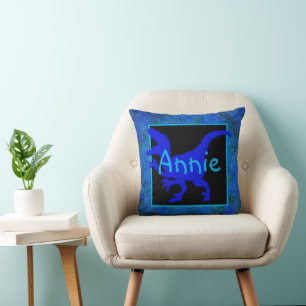 Personalised Blue Dinosaur Hide Cushion