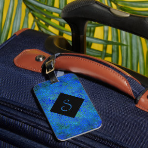 Personalised Blue Dinosaur Hide Luggage Tag