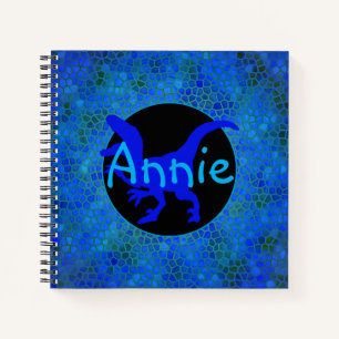 Personalised Blue Dinosaur Hide Notebook