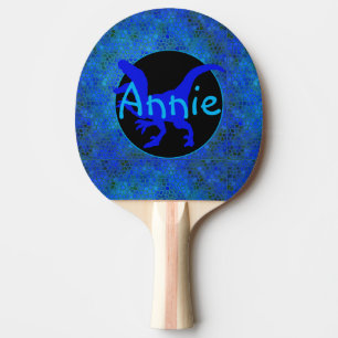 Personalised Blue Dinosaur Hide Ping Pong Paddle