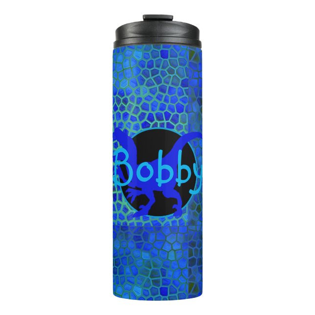 Personalised Blue  Dinosaur Hide Thermal Tumbler (Front)