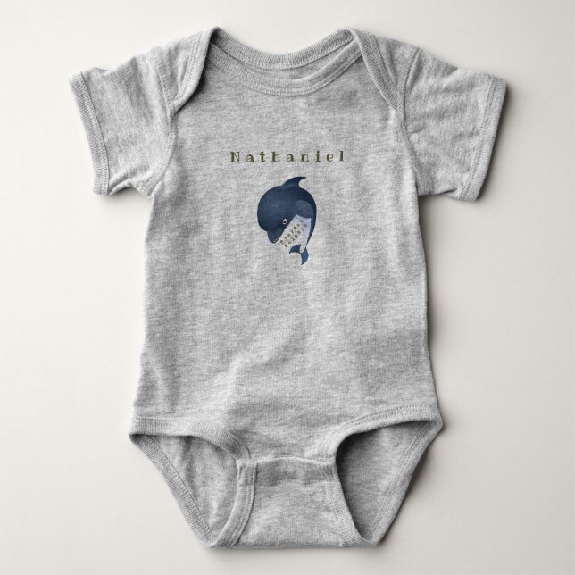 Personalised Blue Dolphin Baby Bodysuit (Front)