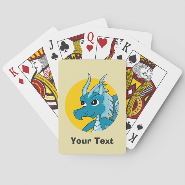 Personalised Blue dragon cartoon Playing Cards (Back)