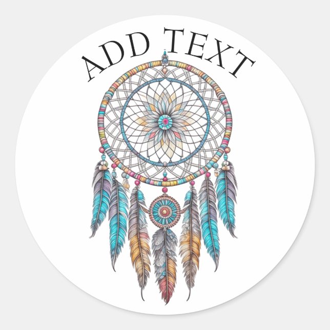 Personalised Blue Dreamcatcher Mystical Classic Round Sticker (Front)