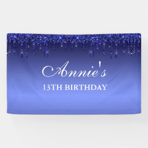 Personalised Blue Dripping Glitter Birthday Banner