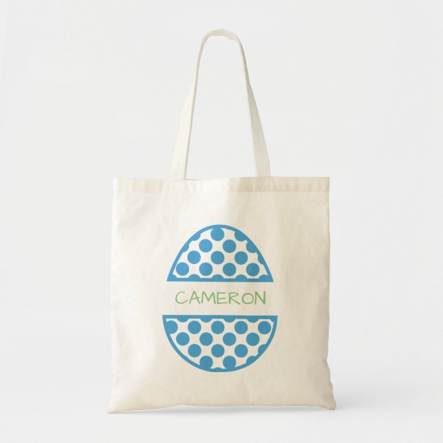 Personalised Blue Easter Egg Name Tote Bag (Front)