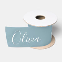 Personalised Blue Elegant Name Modern Satin Ribbon