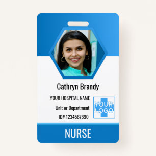 Personalised blue Employee ID, Photo, Name ID Badge