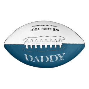 Personalised Blue etched Daddy text father's day American Football