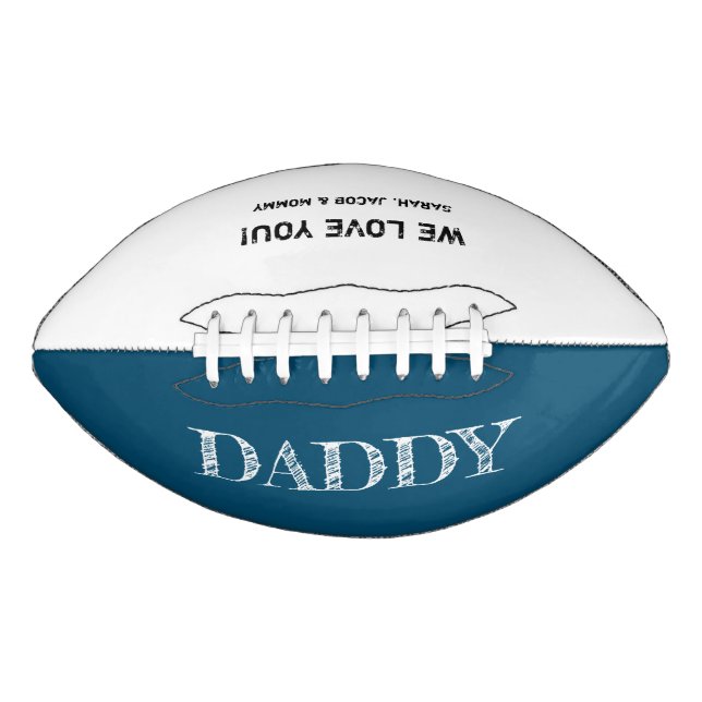 Personalised Blue etched Daddy text father's day American Football (Front)