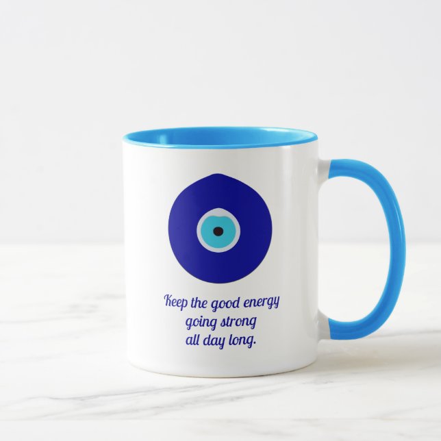 Personalised Blue Evil Eye Drop Amulet  Mug (Right)