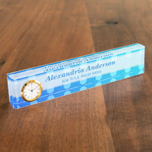 Personalised Blue Fade Polka-dot Desk Nameplate