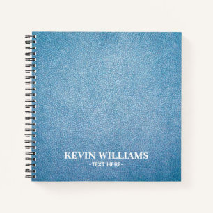 Personalised Blue Faux Leather Texture design Notebook