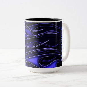 Personalised Blue Flames Two-Tone Coffee Mug