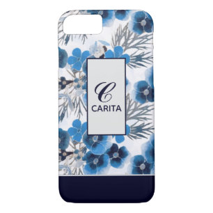 Personalised Blue Floral iPhone 8/7 Case
