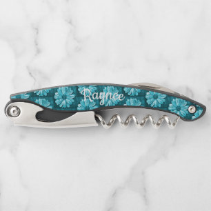 Personalised Blue Floral Corkscrew