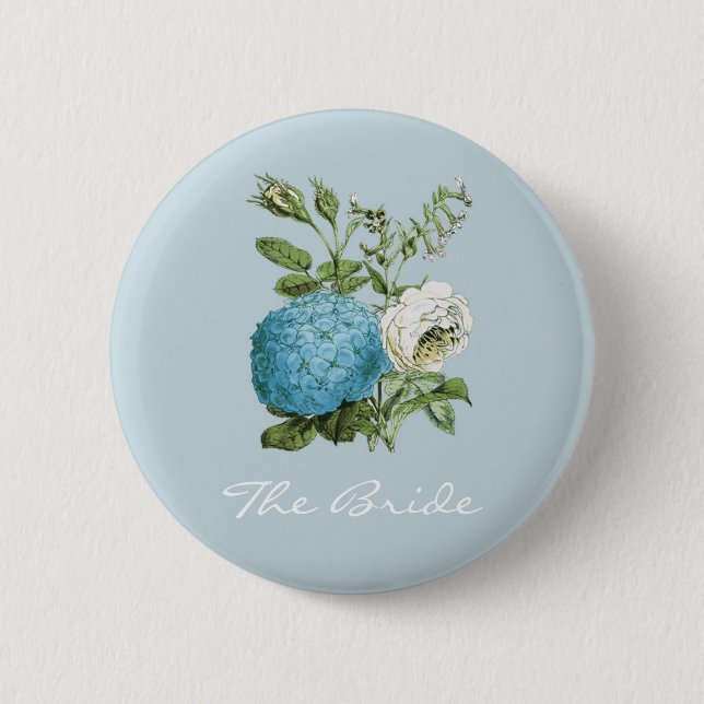 Personalised Blue Floral Hen Party Badges (Front)