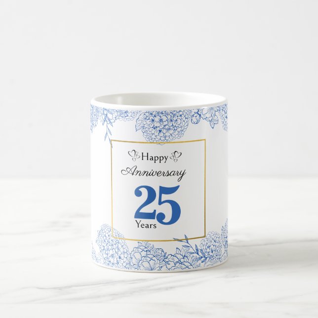 Personalised Blue Floral Mug - Customisable Year K (Center)