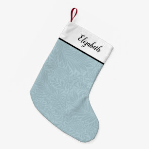 Personalised Blue Floral Pattern Small Christmas Stocking
