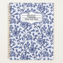 Personalised Blue Floral Planner Notebook