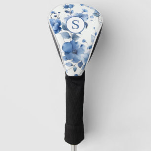 Personalised Blue Floral Watercolor Golf Head Cover