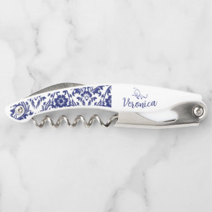 Personalised Blue Floral Wine Opener