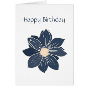 Personalised Blue Flower Dahlia Birthday Card