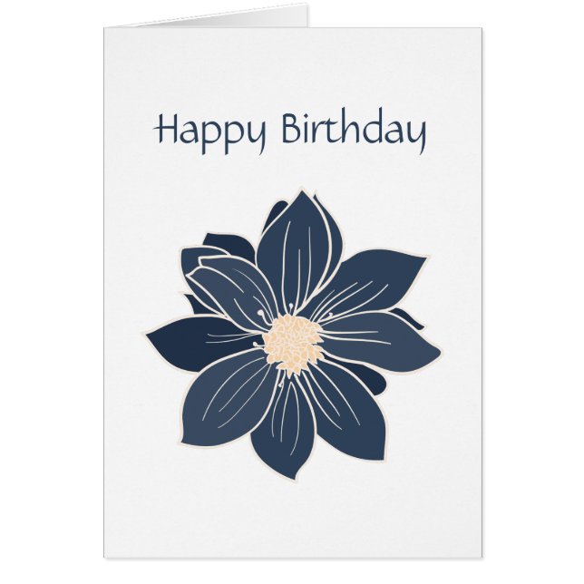 Personalised Blue Flower Dahlia Birthday Card (Front)