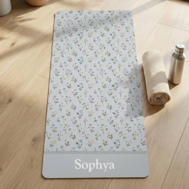 Personalised Blue Flower Name Yoga Mat (Creator Uploaded)
