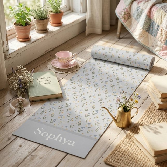 Personalised Blue Flower Name Yoga Mat (Creator Uploaded)