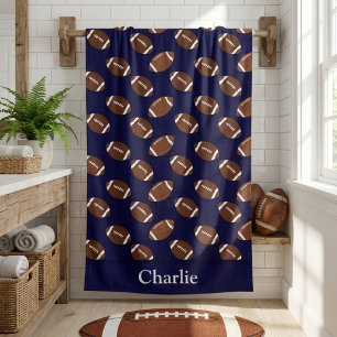 Personalised Blue Football Kids Bath Towel