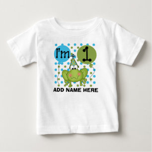 Personalised Blue Frog 1st Birthday Tshirt