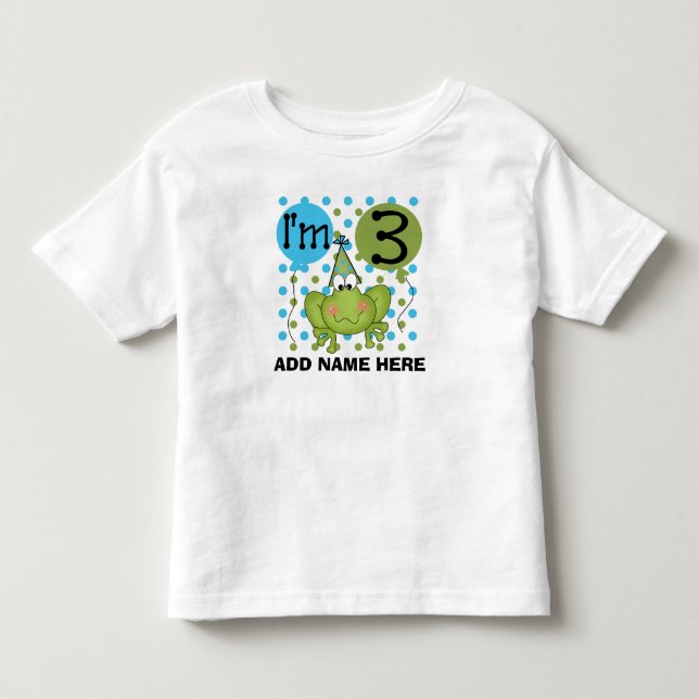 Personalised Blue Frog 3rd Birthday Tshirt (Front)