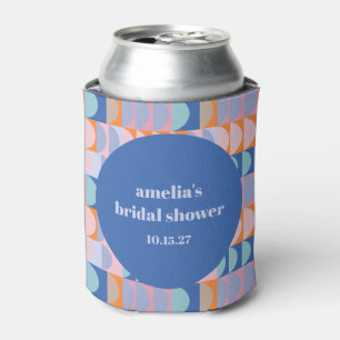 Personalised Blue Geometric Bridal Shower Favour Can Cooler