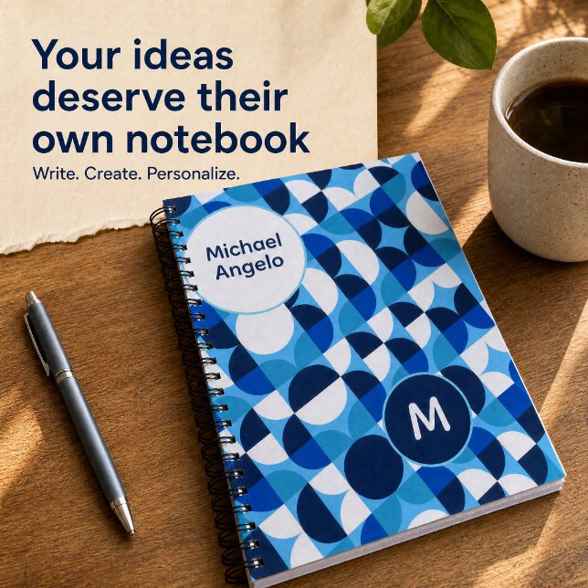 Personalised Blue Geometric Monogram Planner (Creator Uploaded)