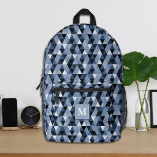 Personalised Blue Geometric Pattern Backpack