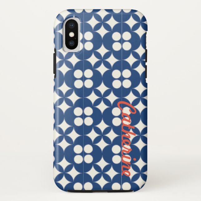 Personalised Blue Geometric Pattern Case-Mate iPhone Case (Back)