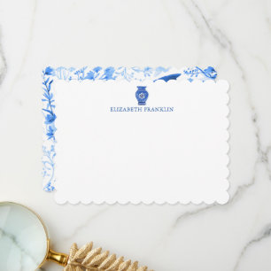 Personalised Blue Ginger Jar Shower Stationery Thank You Card