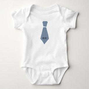 Personalised Blue Gingham Plaid Necktie Tie Baby Bodysuit