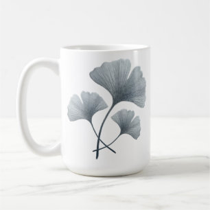 Personalised Blue Ginkgo Leaf Custom Name Coffee Mug