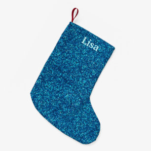 Personalised Blue Glitter Christmas Stocking