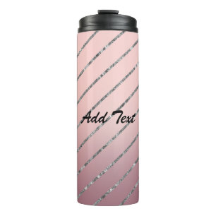 Personalised Blue Glitter Custom Name Thermal Tumbler
